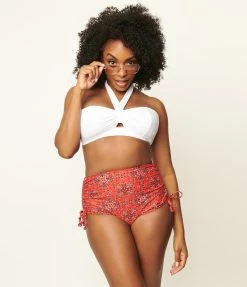 Unique Vintage Red Bandana Print Provincetown Swim Bottom