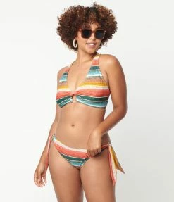 Unique Vintage Serape Stripe Give Us A Ring Swim Top