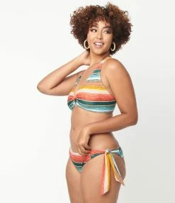 Unique Vintage Serape Stripe Give Us A Ring Swim Top
