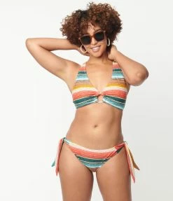 Unique Vintage Serape Stripe Give Us A Ring Swim Top