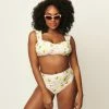 Unique Vintage Light Pink Stripe & Lemons Daphne Swim Bottoms Swimwear