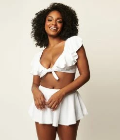 Unique Vintage White Pin-Up Coronado Swim Skirt