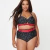 Swimwear Unique Vintage Plus Size Black Spooky Stitches Mrs. West Swim Top