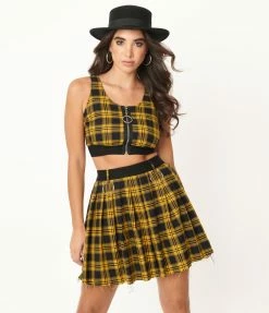 Silver Stop Inc. (Jawbreaker) Yellow & Black Plaid Crop Top