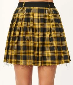 Silver Stop Inc. (Jawbreaker) Sale Yellow & Black Plaid Pleated Mini Skirt
