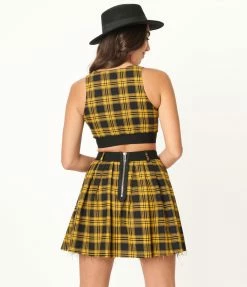 Silver Stop Inc. (Jawbreaker) Sale Yellow & Black Plaid Pleated Mini Skirt