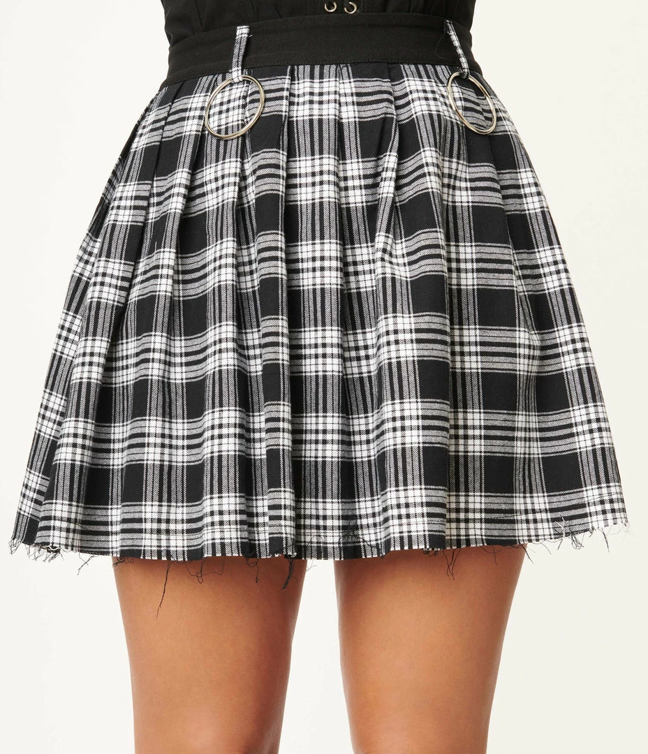 Silver Stop Inc. (Jawbreaker) Black & White Plaid Pleated Mini Skirt