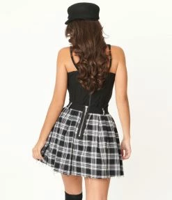 Silver Stop Inc. (Jawbreaker) Black & White Plaid Pleated Mini Skirt