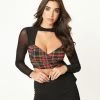 Silver Stop Inc. (Jawbreaker) Red & Black Plaid Wrap Crop Top