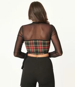 Silver Stop Inc. (Jawbreaker) Red & Black Plaid Wrap Crop Top