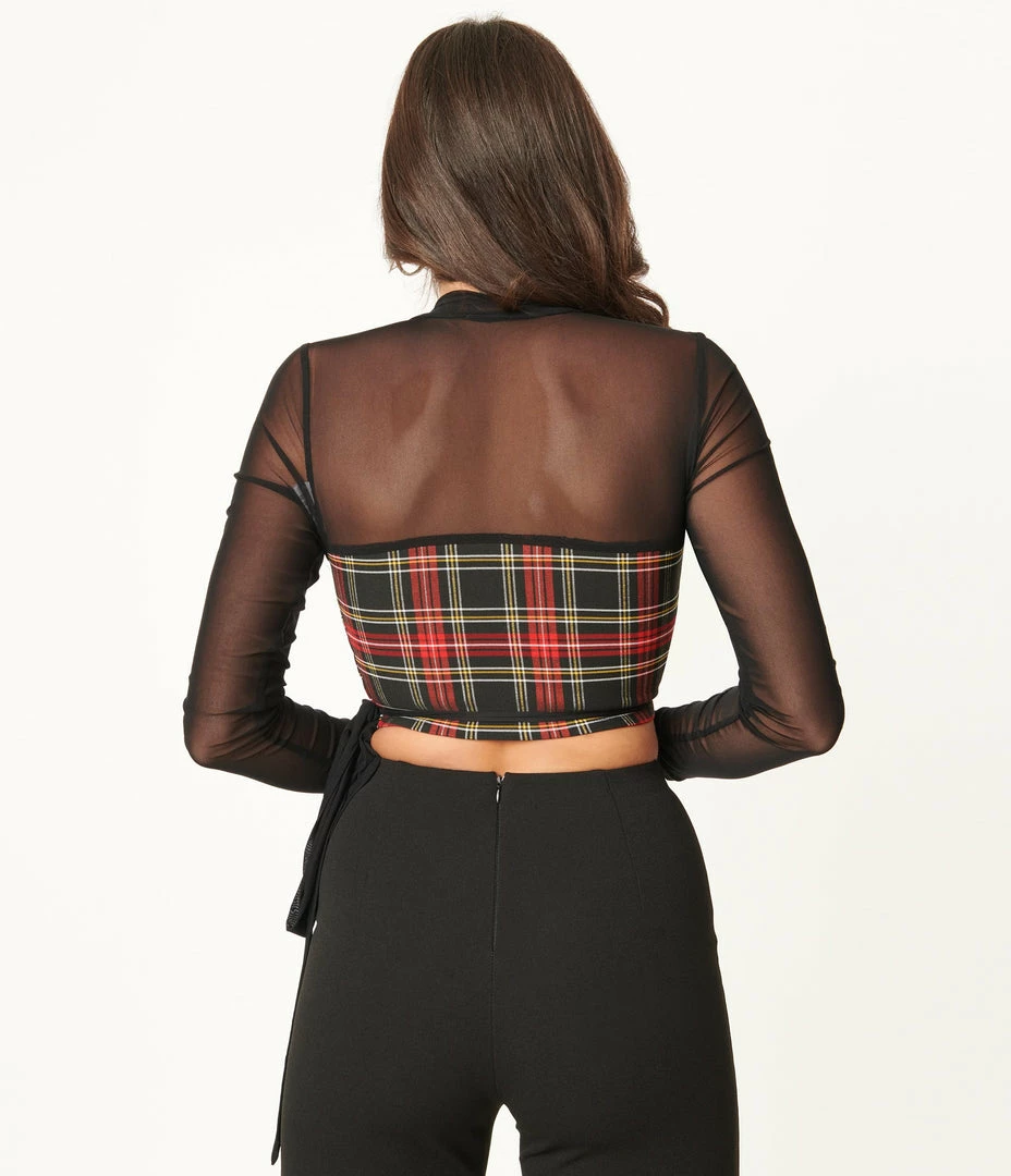 Silver Stop Inc. (Jawbreaker) Red & Black Plaid Wrap Crop Top
