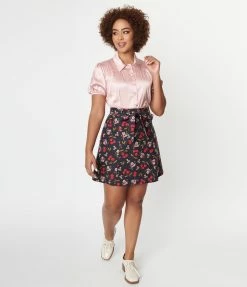 Factory X (Princess Highway) Sale Navy & French Cherry Print Mini Skirt