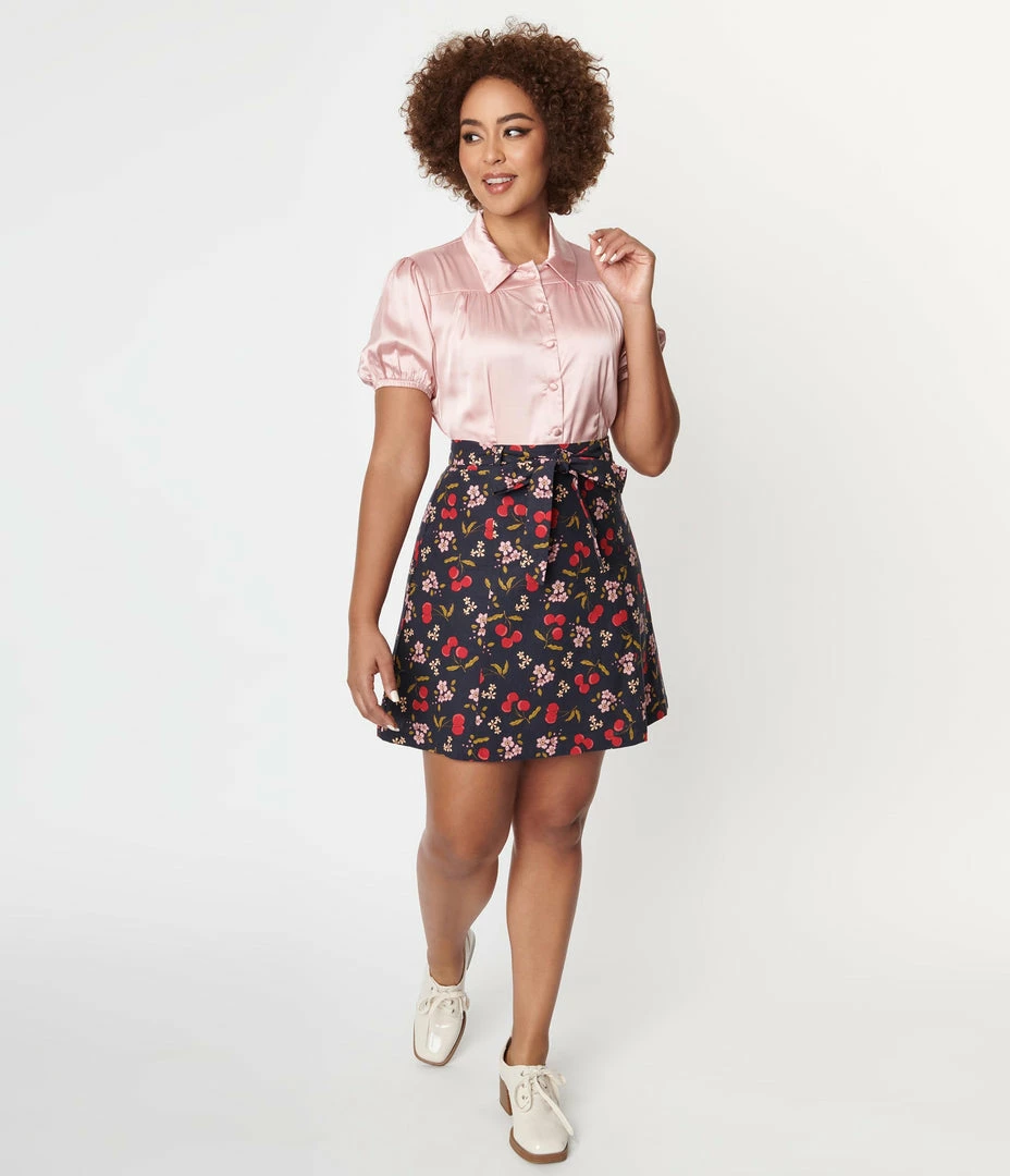 Factory X (Princess Highway) Sale Navy & French Cherry Print Mini Skirt