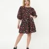Factory X (Princess Highway) Navy & Cherry Print Babydoll Dress Sale