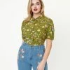 Factory X (Princess Highway) Green & Yellow Floral Blouse Sale