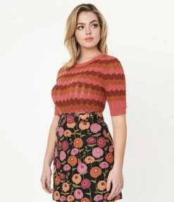 Factory X (Princess Highway) Sale Pink Wave Stripe Sweater Top