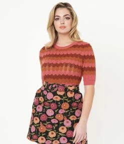 Factory X (Princess Highway) Sale Pink Wave Stripe Sweater Top