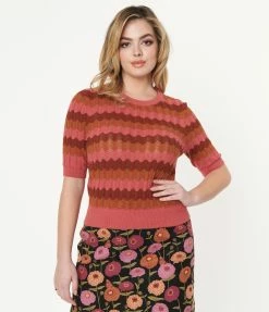 Factory X (Princess Highway) Sale Pink Wave Stripe Sweater Top