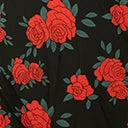 Unique Vintage Plus Size 1950s Black & Red Rose Print Girlie Swing Dress
