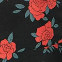 Unique Vintage 1950s Black & Red Rose Print Girlie Swing Dress