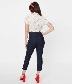 Smak Parlour Dark Denim Heart Pocket Smarty Pants Capris