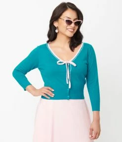 Unique Vintage Turquoise Dandy Cardigan Sale