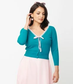 Unique Vintage Turquoise Dandy Cardigan Sale