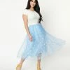 Unique Vintage Periwinkle Tulle & White Daisy Hilty Skirt