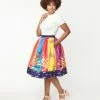 Barbie X Unique Vintage Rainbow Barbie Disco Gellar Swing Skirt Fan Flair