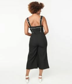Unique Vintage Black Nautical Retro Ready Jumpsuit