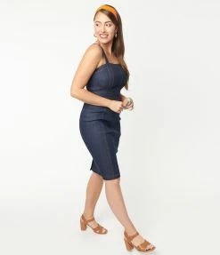 Unique Vintage Dark Denim Kathleen Wiggle Dress Sale