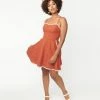 Unique Vintage Rust Follow Your Heart Fit & Flare Dress Sale