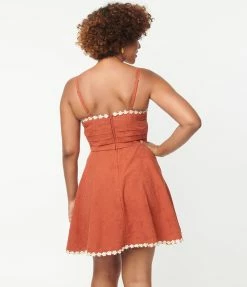 Unique Vintage Rust Follow Your Heart Fit & Flare Dress Sale