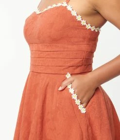 Unique Vintage Rust Follow Your Heart Fit & Flare Dress Sale
