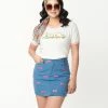 Fan Flair Barbie X Unique Vintage Barbie Logo Denim Mini Skirt