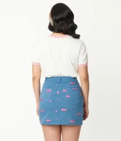 Fan Flair Barbie X Unique Vintage Barbie Logo Denim Mini Skirt