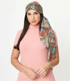 Hair Accessories Smak Parlour Turquoise & Pink Floral Long Hair Scarf