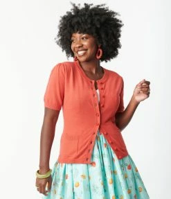 Unique Vintage Burnt Orange Telluride Cardigan Sweater Sale