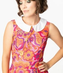 Smak Parlour Pink Far-Out Floral Print Female Forward Fit & Flare Dress