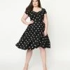 Unique Vintage Plus Size Black & Pink Strawberry Print Ohara Swing Dress
