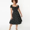 New Arrivals! Unique Vintage Black & Pink Strawberry Print Ohara Swing Dress