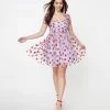 Sale Unique Vintage Lavender & Red Glitter Strawberry Print Heart & Soul Babydoll Dress