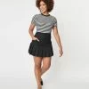 Unique Vintage Black Denim Pleated Serena Mini Skirt Sale