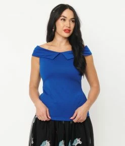 Sale Unique Vintage Blue Maraschino Top