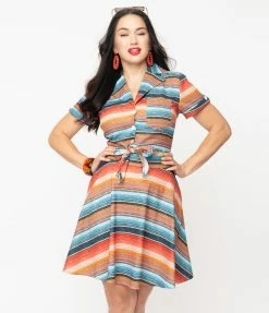 Unique Vintage Serape Stripe Shirley Crop Top