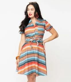 Unique Vintage Serape Stripe Shirley Crop Top