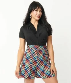 Unique Vintage 1950s Black Gathered Neckline Darling Diva Bodysuit