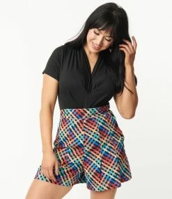 Unique Vintage 1950s Black Gathered Neckline Darling Diva Bodysuit