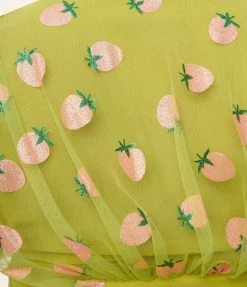 Smak Parlour Plus Size Avocado & Pink Strawberry Roller Queen Crop Blouse