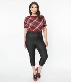 Sale Unique Vintage Plus Size Black Denim Beyond Basic Capri Jeans